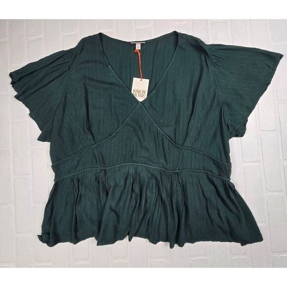 Knox Rose  V-Neck Flutter Sleeve Blouse 4X - Picture 1 of 3